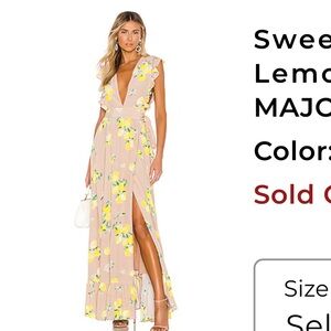 MAJORELLE Beige Maxi Dress with Yellow Floral Print